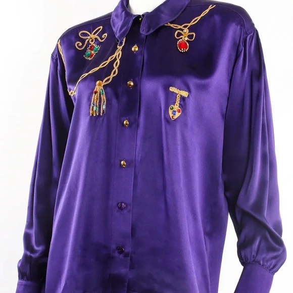 Vintage silk escada jewel blouse - Picture 2 of 3
